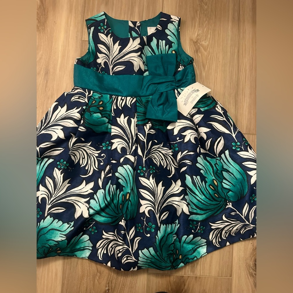 Gymboree Teal and Navy Floral Dress NWT size 2t